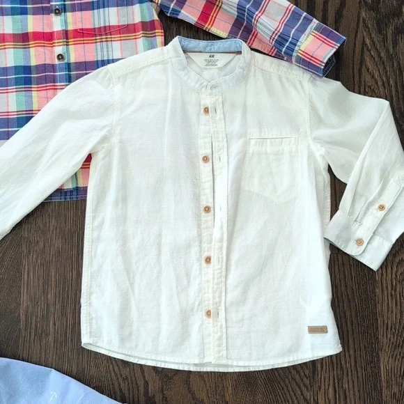 Bundle: Boys Plaid, White, and Blue Kids Dress Shirts - Picture 3 of 4